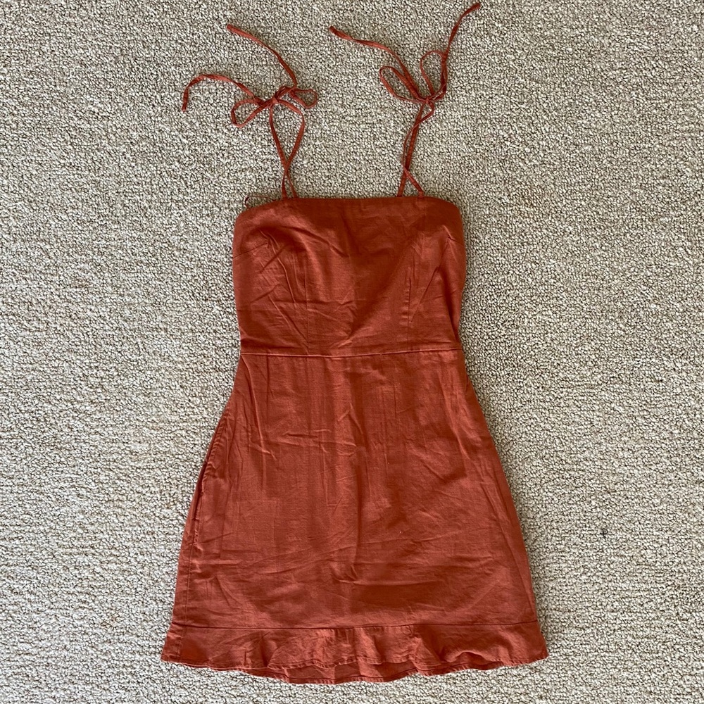 Tie-Strap Ruffle Hem Mini Dress - Picture 3 of 6